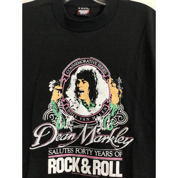 Vintage 90s Eddie Van Halen dean markley rock & roll band tee t shirt men MEDIUM - Picture 2 of 3